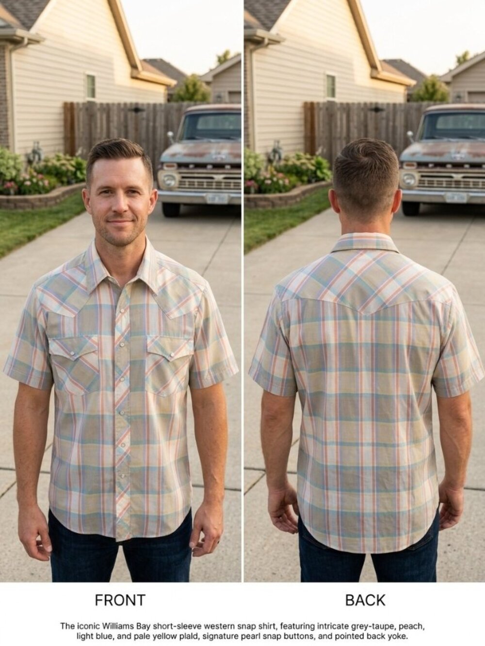 Vintage Williams Bay Western Pearl Snap Shirt Mens XL Plaid Short Sleeve Cowboy